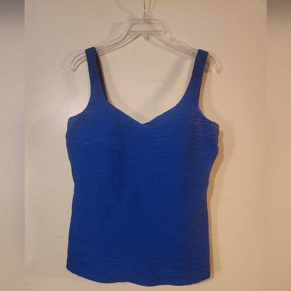Blue  Tankini with Textured Trim - Picture 2 of 7